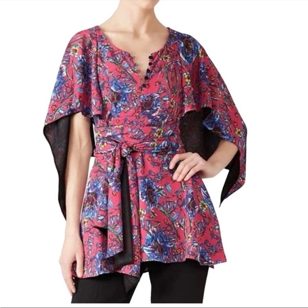 Prabal Gurung Pink Floral Cape Top